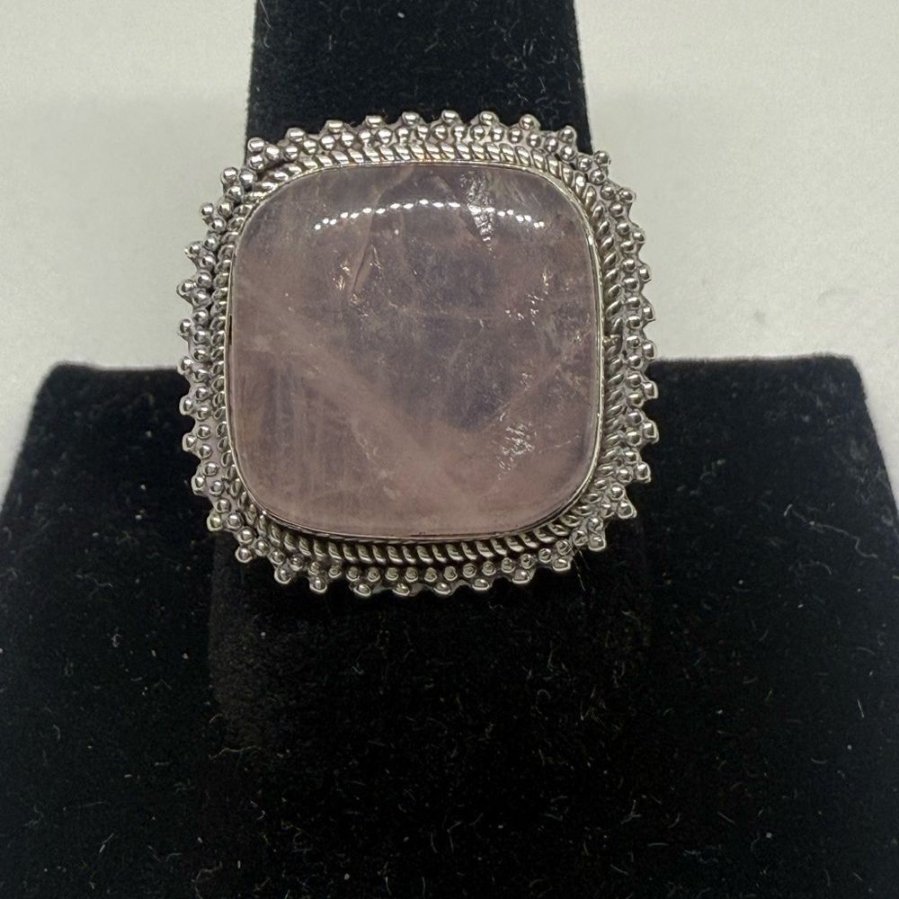 925 sterling silver Rose Quartz ring Sz 11